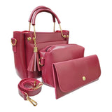 Women's PU Leather Plain Hand Bag 3 Pack