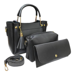 Women's PU Leather Plain Hand Bag 3 Pack