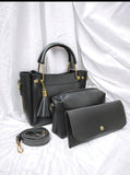 Women's PU Leather Plain Hand Bag 3 Pack