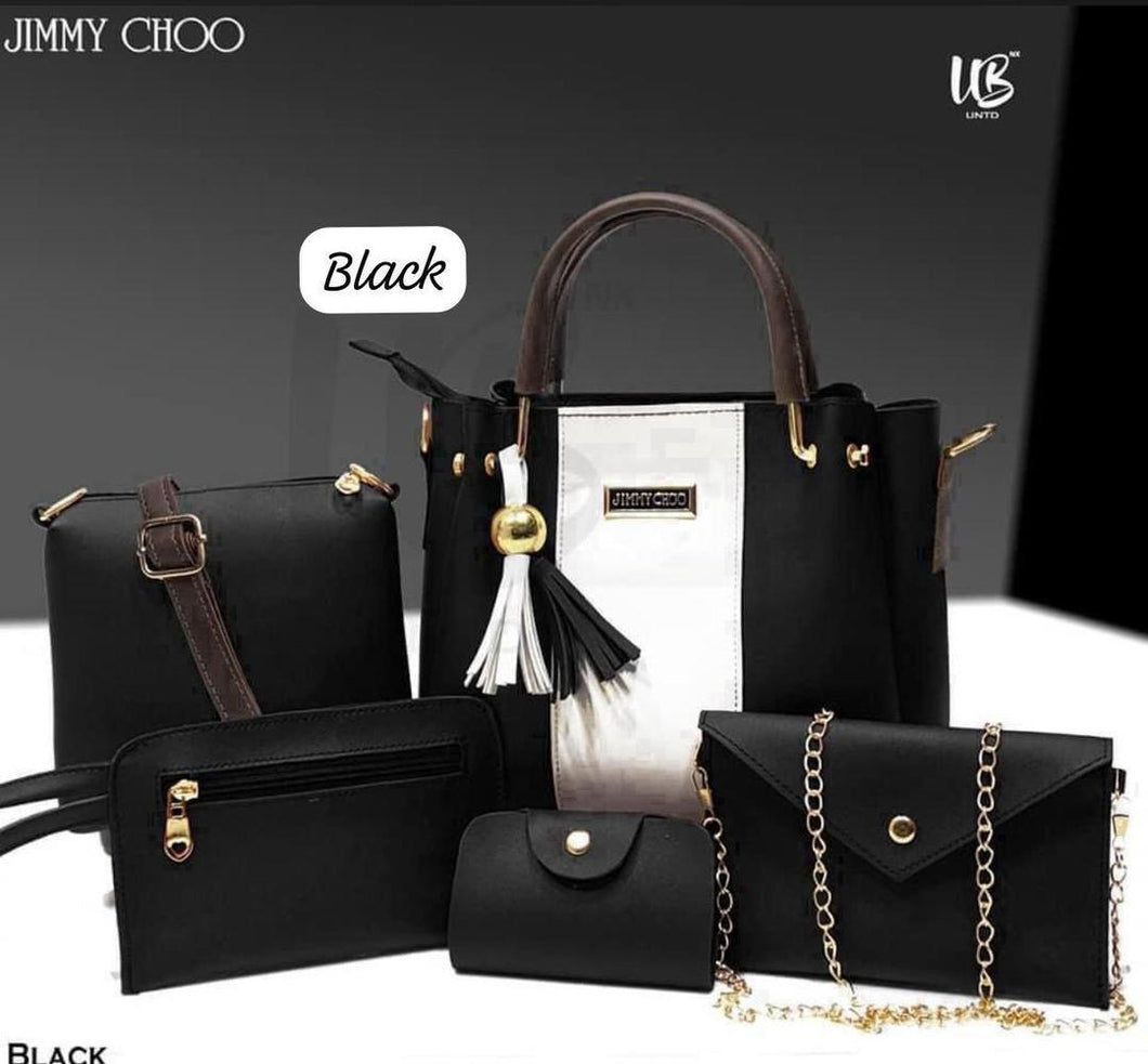 Women's Rexine Plain Hand Bag  5 piece