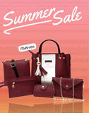 Women's Rexine Plain Hand Bag  5 piece