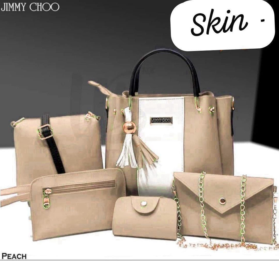 Women's Rexine Plain Hand Bag  5 piece